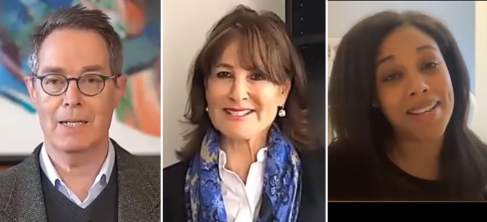 Nos invités spéciaux: l’hon. Nicholas Kasirer, BCL’85, LLB’85, juge à la Cour suprême du Canada, l’hon. Kathleen Weil, BCL’83, LLB’83, députée de la circonscription de Notre-Dame-de-Grâce à l’Assemblée nationale du Québec, et Dominique Hussey, LLB’97, vice-présidente et associée chez Bennet Jones LLP.